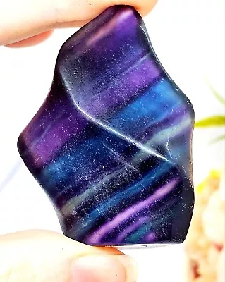Purple Blue Fluorite Rainbow Flame Carving Crystal Freeform  • £12