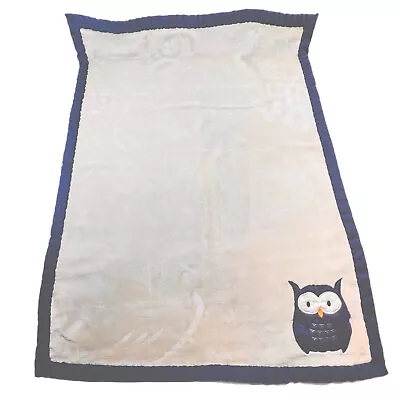 HB Baby Owl Blanket Sherpa Tan Blue Acrylic Soft Nursery Bed Crib Warm Gift Pics • $32.81