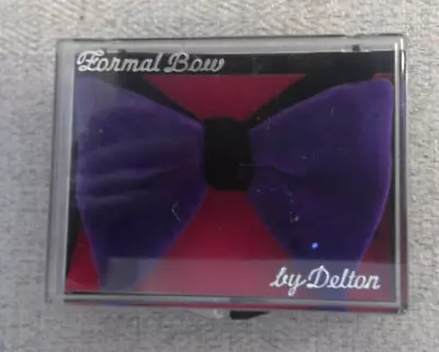 Vintage Delton Formal Clip-on Bow Tie Black & Purple Velvet With Original Box • $39.99
