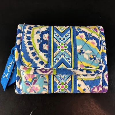 Vera Bradley Women’s Tri Fold Pocket Wallet Capri Blue Cotton Pattern • $9.99