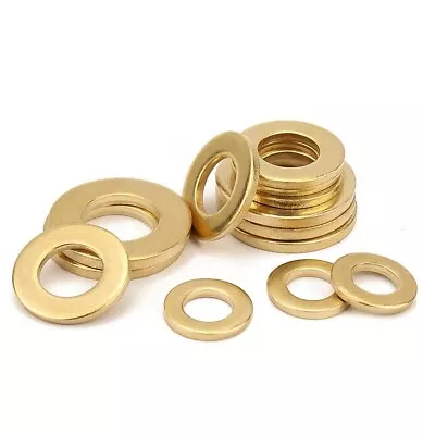 Flat Brass Washers Solid DIN125 M2 M2.5 M3 M4 M5 M6 M8 M12 • £4.78