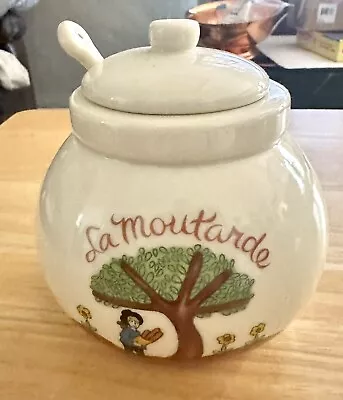 1984 Vtg Gallery Originals La Moutarde Covered Mustard Honey Pot Condiment Jar • $9.99