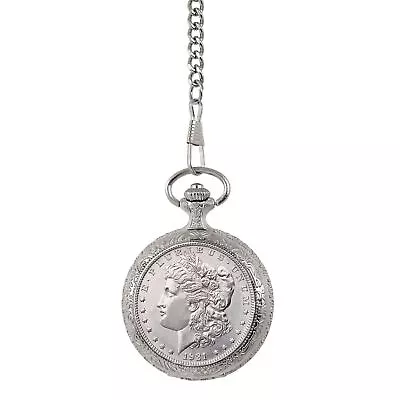 NEW Uncirculated Morgan Silver Dollar Coin Pocket Watch 13960 • $199.95