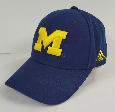 Adidas Michigan Wolverines Wool Blend Fitted Hat Mens Size 7 1/4 Blue Cap • $17.99