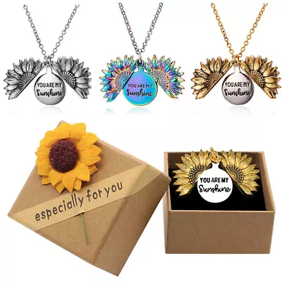 Sunflower You Are My Sunshine Necklace Children Mother Gold Silver Gift Pendant  • $7.99