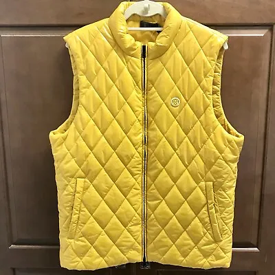 G Fore Puffer Vest Mens NWT Fly Yellow Wool Lined Quilted Nylon Lightweight Zip • $99