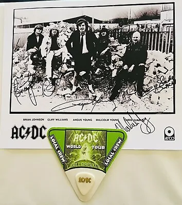 AC/DC Angus Young Guitar Pick/Bacstage Pass /8x10 Combo • $100