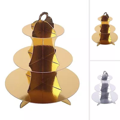 3 Tier 14  Tall Metallic Cardboard Cupcake Stand Dessert Holder Set Centerpieces • $11.11