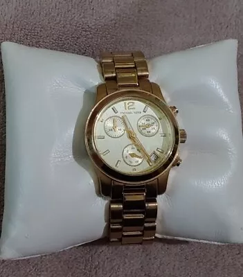 Michael Kors Runway MK5384 Chronograph Gold Wrist Watch New Battery • $35.99