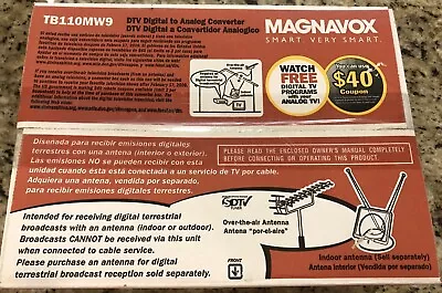 Magnavox DTV Digital To Analog Converter TB110MW9 W/ Remote - Factory Sealed • $30