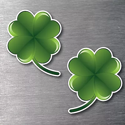 Lucky 4 Leaf Clover Sticker Twin Pack Water & Fade Proof Vinyl Laptop Irish • $4.53