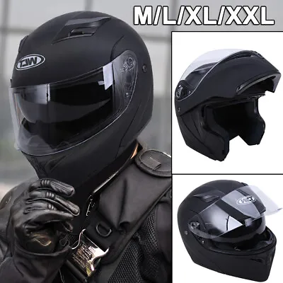DOT Flip Up Modular Full Face Helmet Motorcycle Dual Visor Motocross S M XL XXL • $56.99