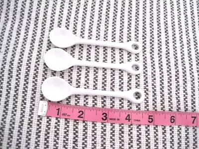 Set Of 3 White Glass Mini Spoons With A Loop End For Hanging New 4 1/2 Inches • $7.88