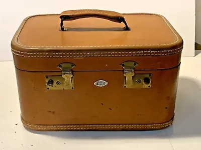 Vintage Belber Neolite Hard DARK TAN COLOR Train Cosmetics Case Suitcase Luggage • $29.28