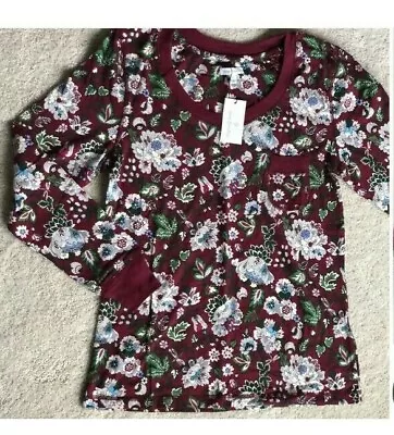 Vera Bradley BORDEAUX BLOOMS PAJAMA TOP  U Choose Size (New & Sealed) $34 • $14.95