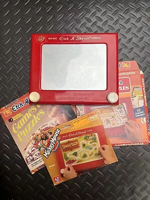 Vintage 505 Etch A Sketch Magic Screen With Mickey Mouse Games&Puzzles Lot Of 24 • $34.99