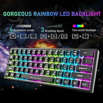 $45.99 • Buy Rainbow Backlit Wireless Gaming Keyboard Mouse And Mat Combo For PC Laptop