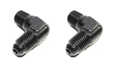 2pc For 90 Deg Flare Fuel Oil Gas Line 4AN Male To Male 1/8 NPT Fitting Black • $13.75