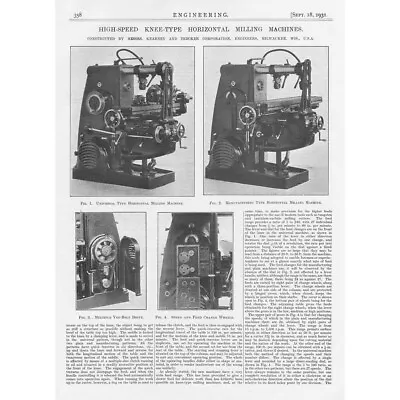 Kearney & Trecker Milwaukee Horizontal Milling Machines 2x Vintage Prints 1931 • $21.46