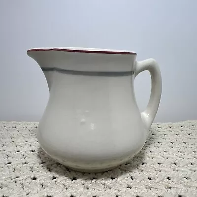 Vtg Sterling Vitrified China Ironstone Creamer Burgundy/Grey Stripe Free Ship • $21.98