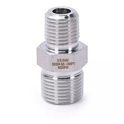 U.S. Solid 304 Stainless Steel Fitting Hex Nipple NPT 3/8  Male X 1/4  Male • $9.99