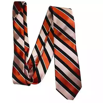 JF Ferrar Mens Tie Copper Black  Satin Business Diagonal Stripes Fall • $12