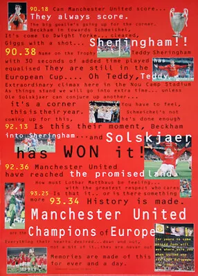 Manchester United PROMISED LAND European Cup Champions 1999 20x28 Wall POSTER • $17.99