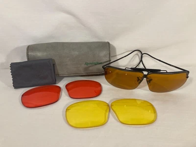 $45 • Buy Vintage Remington Shooter Safety Glasses ~ Multi Lens ~ Kit ~ Red ~ Yellow & Brn