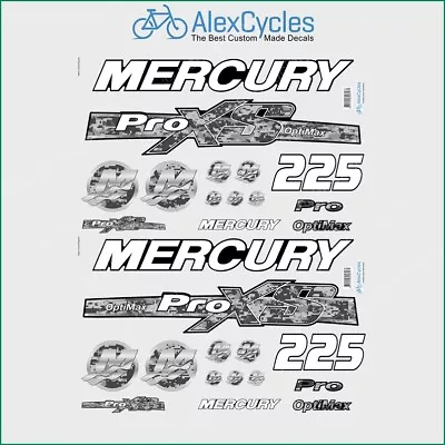 225 HP Mercury Optimax ProXS Kit Outboadrs Motor Pixel Laminated Decals Boat  • $77