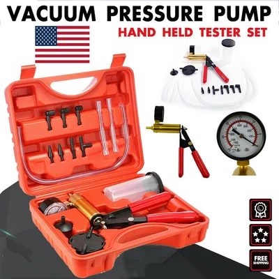 $21.97 • Buy Car Hand Held Vacuum Pressure Pump Tester Set Brake Fluid Bleeder Bleeding Tools
