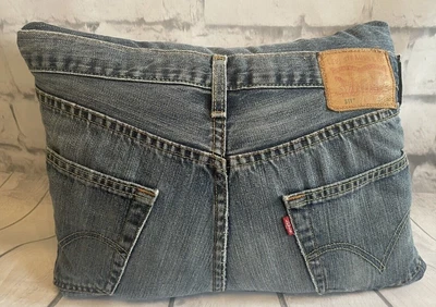£14 • Buy Vintage BLUE Denim LEVI'S Jeans Cushion RECTANGLE Two Pockets Cool Funky