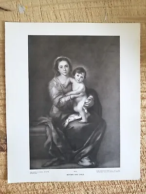MOTHER AND CHILD-MURILLO.VTG EXTRA SIZE 12 X10  PERRY ENGRAVING PRINT*EP10 • $17.99