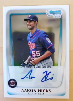 2011 Bowman Chrome Aaron Hicks 1st Bowman Auto RC #BCP172 Twins • $3.99