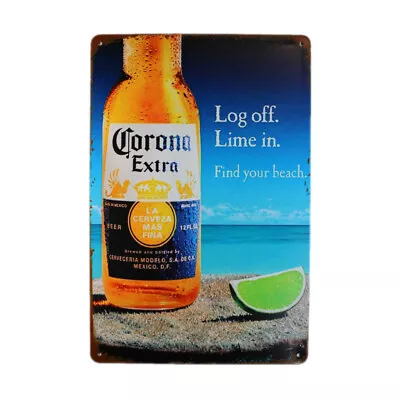 3XTin Sign CORONA EXTRA LOG OFF TIME IN Sprint Drink Bar Whisky Rustic Look • $31.61