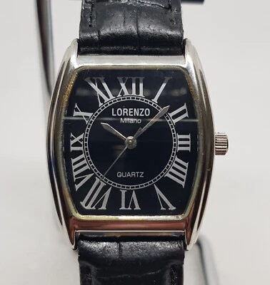 £19.99 • Buy Lorenzo Milano Watch Mens Quartz S/Steel Black Dial New Battery Italian Rare