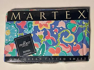 Vtg Martex One Queen Fitted Sheet  Surabaya  250 Pinpoint Percale Cotton Blend • $29.99