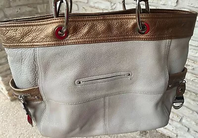 B Makowsky Genuine Glove Leather Large Satchel Bag  Cream Bronze $280 Retail • $44
