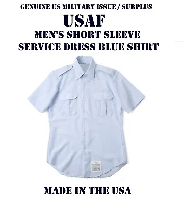 Men's Size 16l Usaf Us Military Service Dress Blue Short Sleeve Uniform Shirt • $24.95