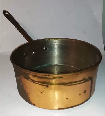 Vintage Copper Pot With Brass Handle - 6.5  Diameter • $10