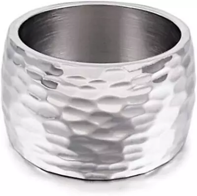 15MM Stainless Steel Classical Simple Plain Hammered Surface Wedding Band Ring • $22.49