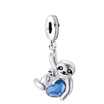 $29.50 • Buy BLUE SLOTH & BABY LOVE S925 Sterling Silver Charm By Charm Heaven NEW