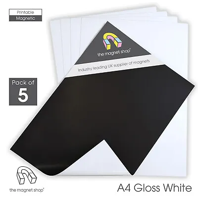 5 Magnetic Inkjet Photo Paper Sheets A4 GLOSS Printable Fridge Magnet Printing • £7.95