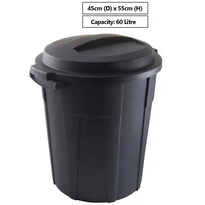 60L Heavy Duty Plastic Rubbish Bin Kitchen Garage Recycling Waste Bin Outdoor • $49.95
