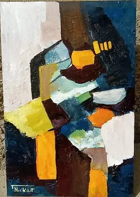 Abstract Expressionist Mid Century Modern Style Painting Modernist Brutalist • $145