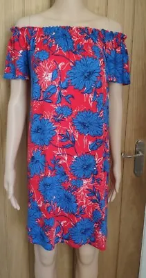 NWT Red/Blue Floral Off The Shoulders Dress Size S 8/10 • £9.99