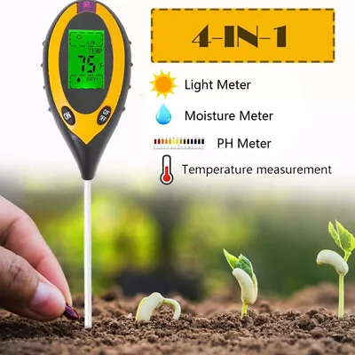 4 In 1 Soil PH Tester Light Sunlight Test Moisture Meter Temperature Tes-'h • $11.41