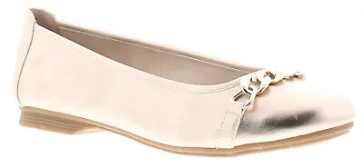 Jana Womens Flat Shoes Jordan Slip On Gold Beige UK Size • £36