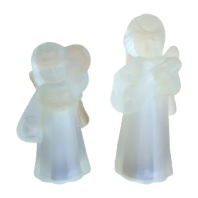 Vtg Frosted Glass Angel Taper Candle Holders • $12.99