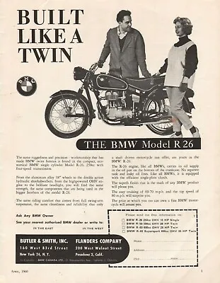 1960 BMW Model R 26- Built Like A Twin - Vintage Motorcycle Ad • $10.88