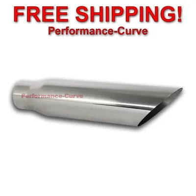 Stainless Steel Polished Exhaust Tip Angle Cut 3  Inlet - 4  Outlet - 18  Long • $42.95
